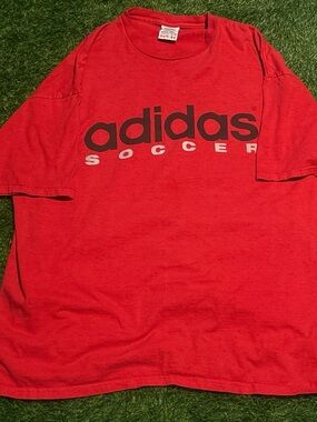Vintage Adidas Soccer Red Graphic Tee XXL